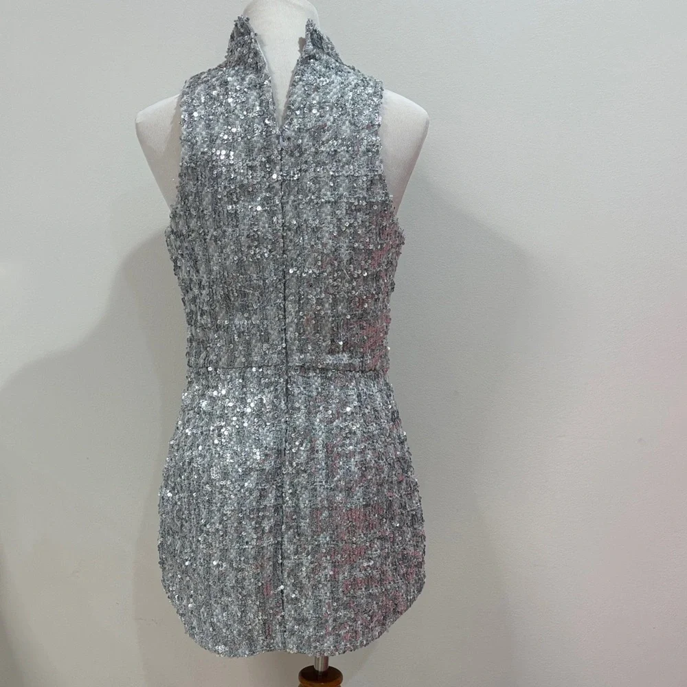 Amanda Uprichard Silver Sequin Dress - Picture 2 of 9